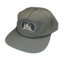 Gray cap with a logo on a beige background